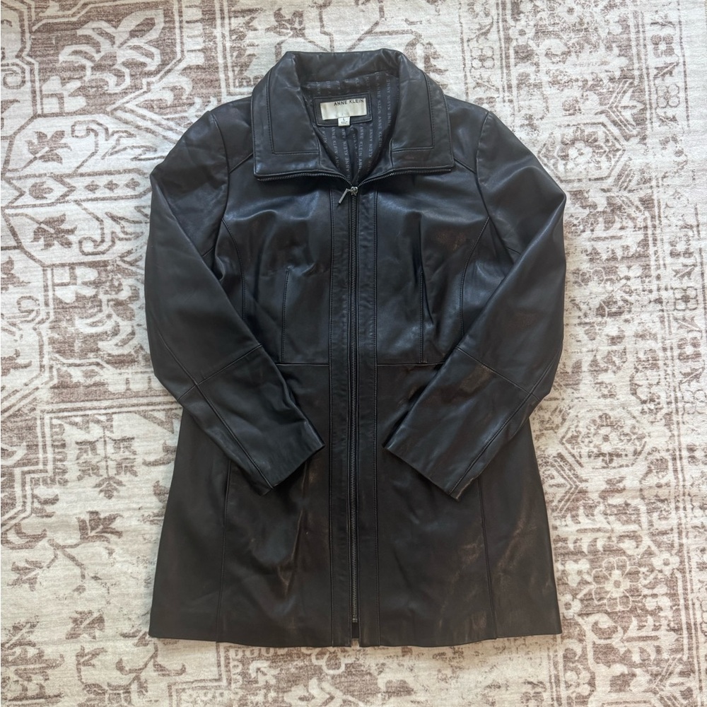 Anne Klein Black Leather Coat